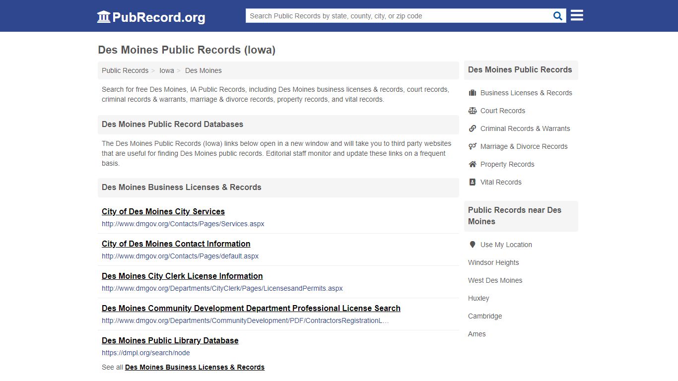 Free Des Moines Public Records (Iowa Public Records) - PubRecord.org