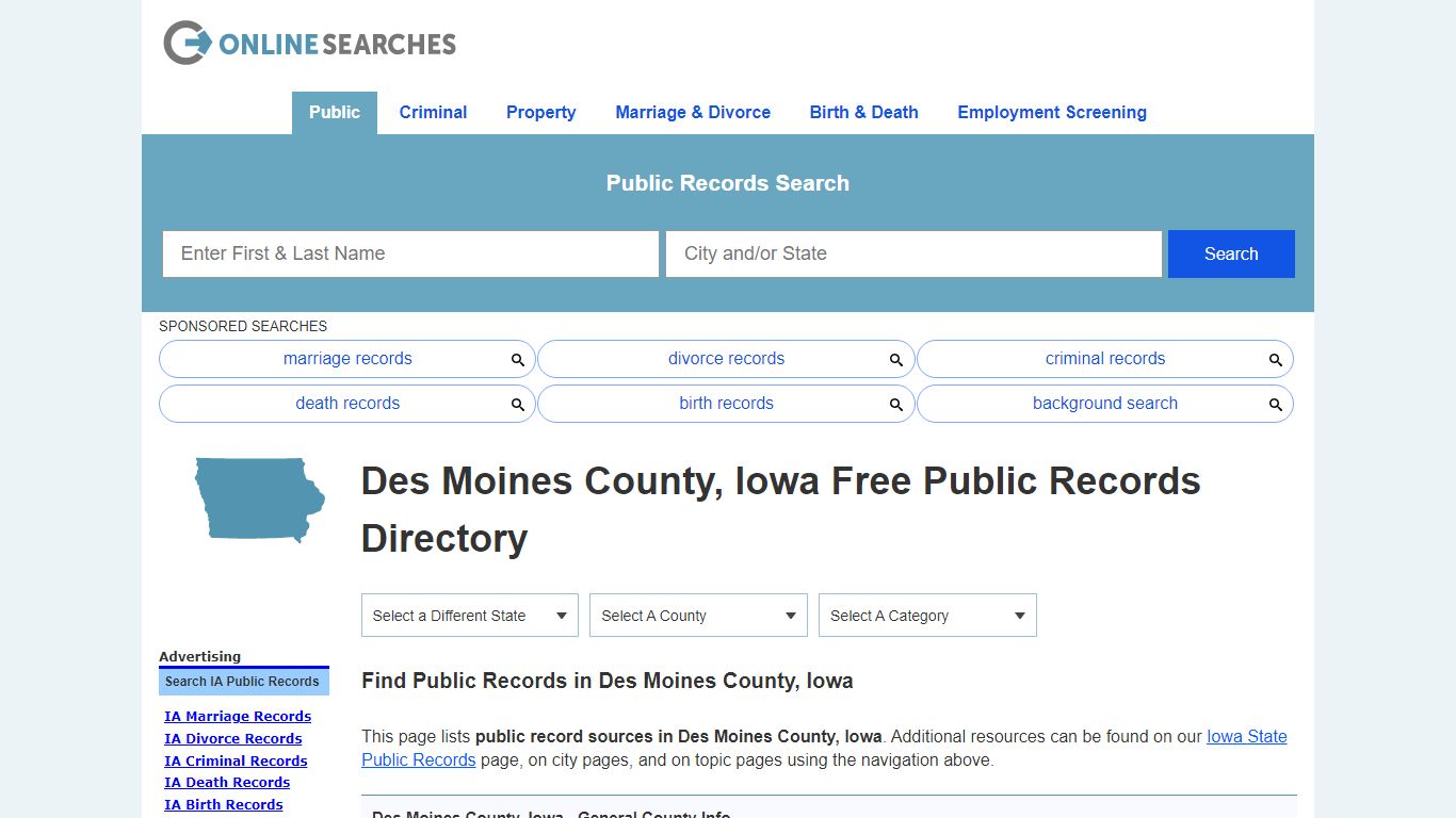 Des Moines County, Iowa Public Records Directory - OnlineSearches.com